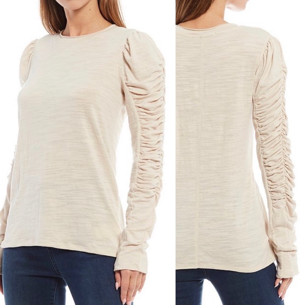 Free People Natasha Puffed Shoulder Ruched…